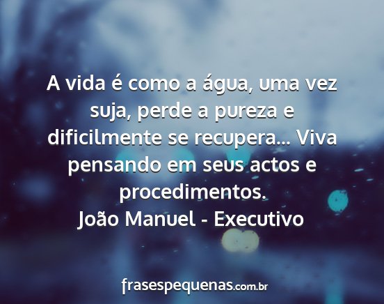 João Manuel - Executivo - A vida é como a água, uma vez suja, perde a...