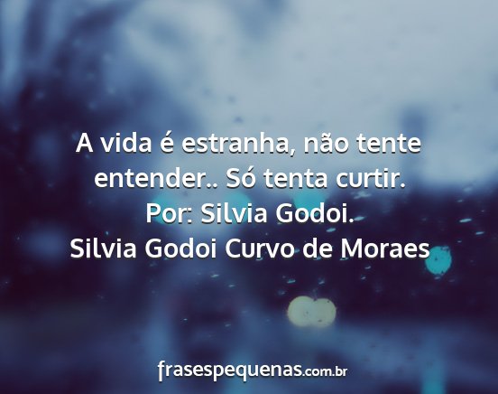 Silvia Godoi Curvo de Moraes - A vida é estranha, não tente entender.. Só...