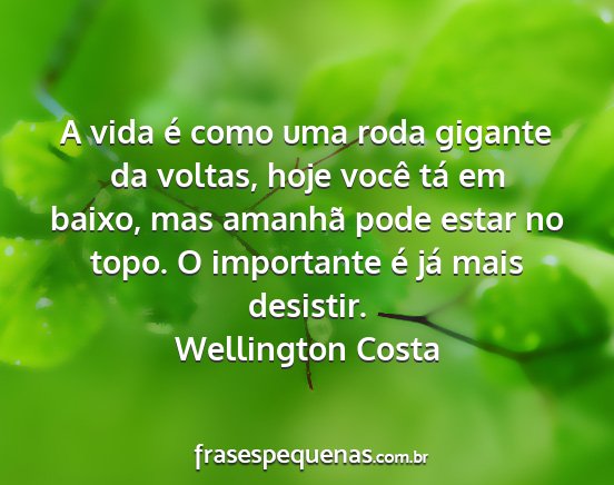 Wellington Costa - A vida é como uma roda gigante da voltas, hoje...