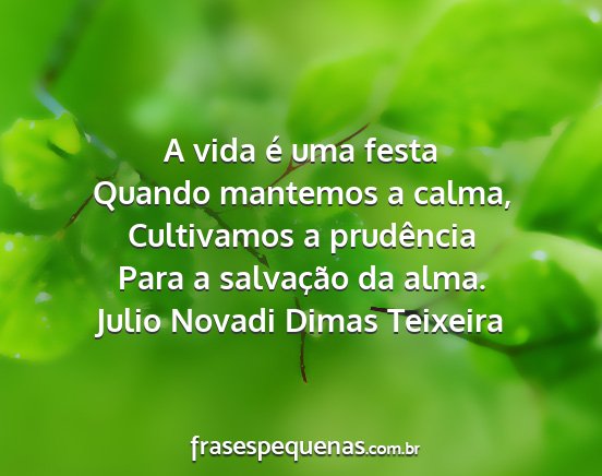 Julio Novadi Dimas Teixeira - A vida é uma festa Quando mantemos a calma,...