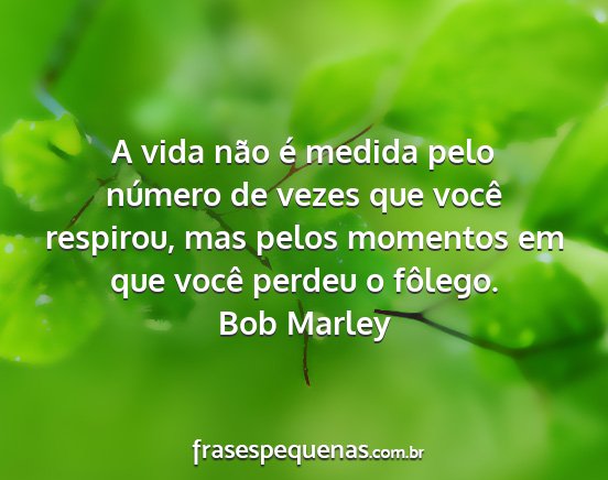 Bob Marley - A vida não é medida pelo número de vezes que...