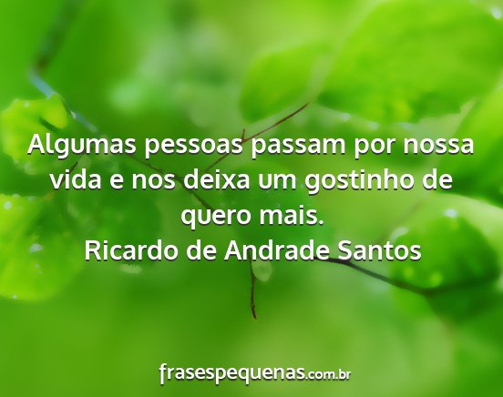 Ricardo de Andrade Santos - Algumas pessoas passam por nossa vida e nos deixa...