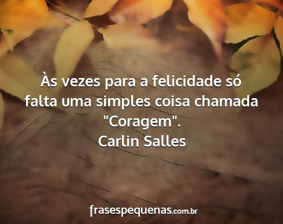 Carlin Salles - Às vezes para a felicidade só falta uma simples...