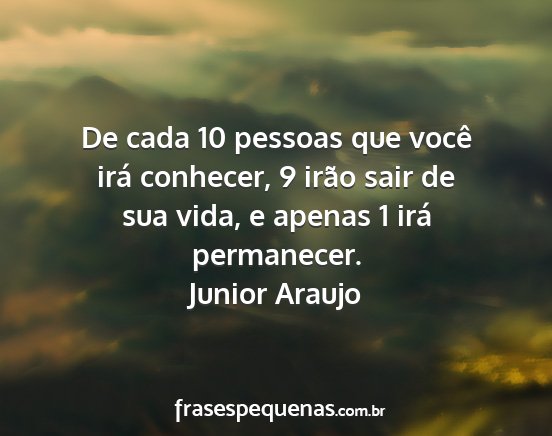 Junior Araujo - De cada 10 pessoas que você irá conhecer, 9...