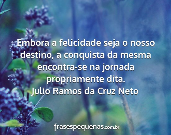 Julio Ramos da Cruz Neto - Embora a felicidade seja o nosso destino, a...