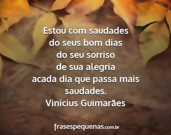Vinicius Guimarães - Estou com saudades do seus bom dias do seu...