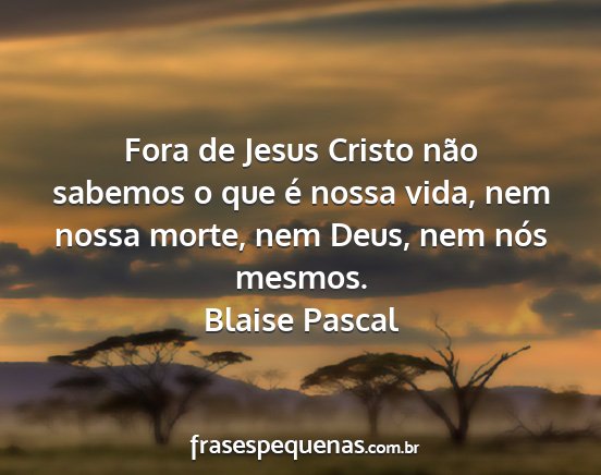 Blaise Pascal - Fora de Jesus Cristo não sabemos o que é nossa...