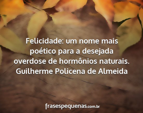 Guilherme Policena de Almeida - Felicidade: um nome mais poético para a desejada...