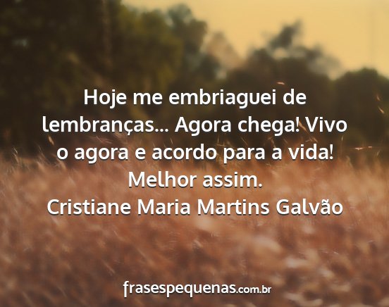 Cristiane Maria Martins Galvão - Hoje me embriaguei de lembranças... Agora chega!...