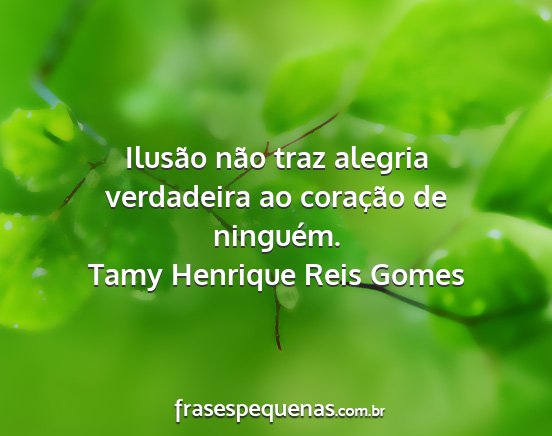Tamy Henrique Reis Gomes - Ilusão não traz alegria verdadeira ao coração...