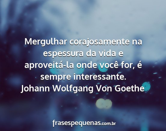 Johann Wolfgang Von Goethe - Mergulhar corajosamente na espessura da vida e...
