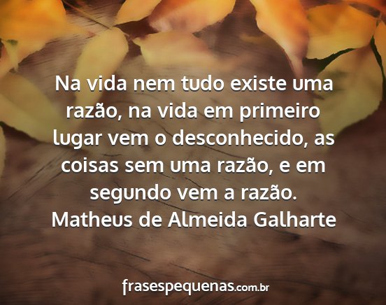 Matheus de Almeida Galharte - Na vida nem tudo existe uma razão, na vida em...