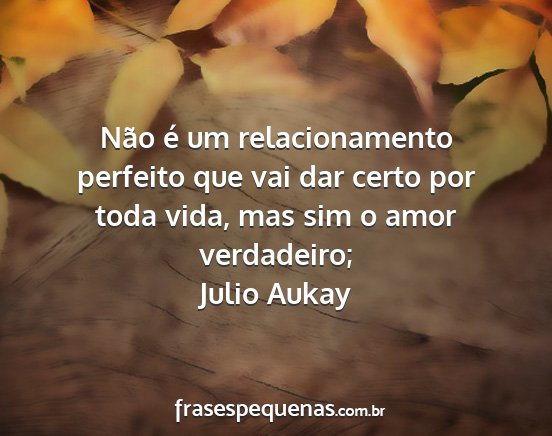 Julio Aukay - Não é um relacionamento perfeito que vai dar...
