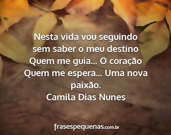 Camila Dias Nunes - Nesta vida vou seguindo sem saber o meu destino...