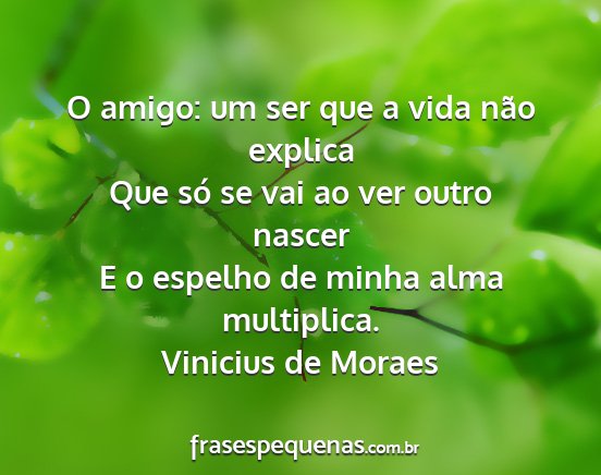 Vinicius de Moraes - O amigo: um ser que a vida não explica Que só...