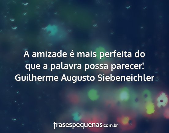 Guilherme Augusto Siebeneichler - A amizade é mais perfeita do que a palavra possa...