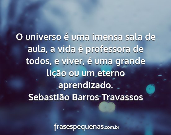 Sebastião Barros Travassos - O universo é uma imensa sala de aula, a vida é...