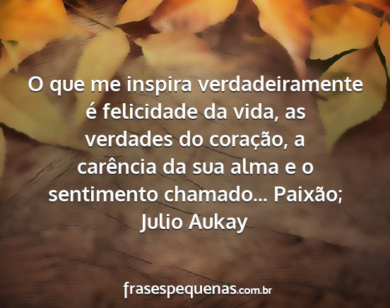 Julio Aukay - O que me inspira verdadeiramente é felicidade da...