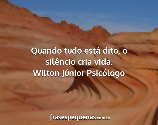 Wilton Júnior Psicólogo - Quando tudo está dito, o silêncio cria vida....