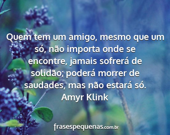 Amyr Klink - Quem tem um amigo, mesmo que um só, não importa...
