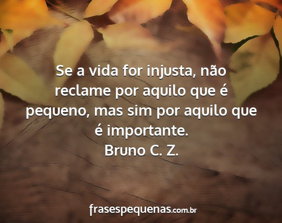 Bruno C. Z. - Se a vida for injusta, não reclame por aquilo...
