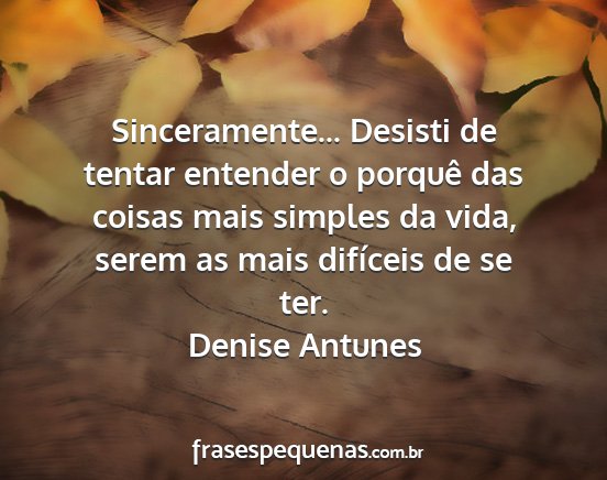 Denise Antunes - Sinceramente... Desisti de tentar entender o...