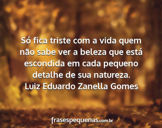 Luiz Eduardo Zanella Gomes - Só fica triste com a vida quem não sabe ver a...