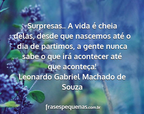 Leonardo Gabriel Machado de Souza - Surpresas.. A vida é cheia delas, desde que...