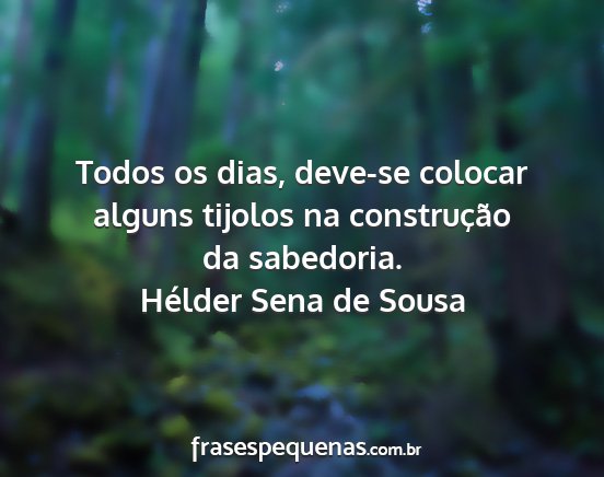 Hélder Sena de Sousa - Todos os dias, deve-se colocar alguns tijolos na...