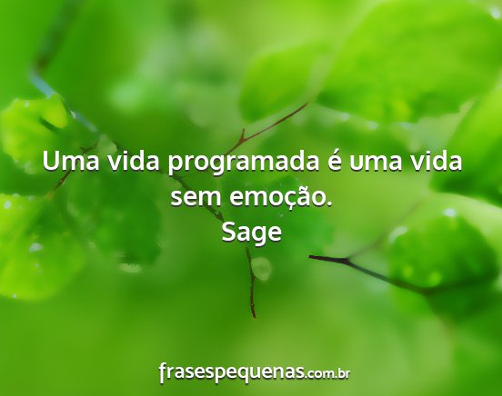 Sage - Uma vida programada é uma vida sem emoção....