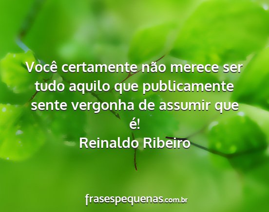Reinaldo Ribeiro - Você certamente não merece ser tudo aquilo que...