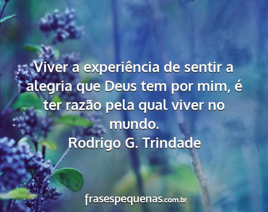 Rodrigo G. Trindade - Viver a experiência de sentir a alegria que Deus...