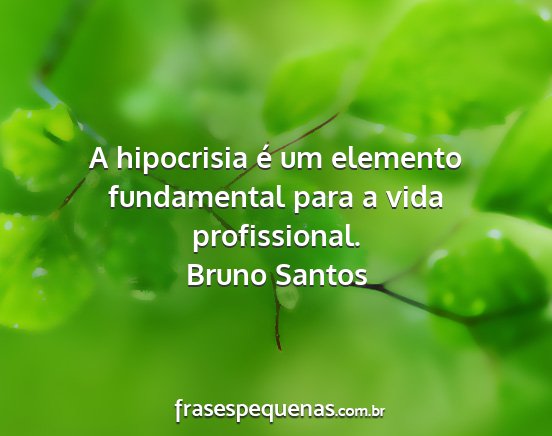 Bruno Santos - A hipocrisia é um elemento fundamental para a...