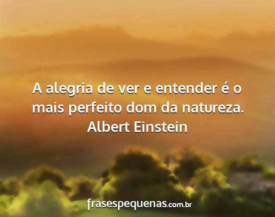 Albert Einstein - A alegria de ver e entender é o mais perfeito...