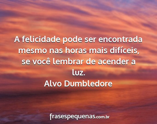 Alvo Dumbledore - A felicidade pode ser encontrada mesmo nas horas...