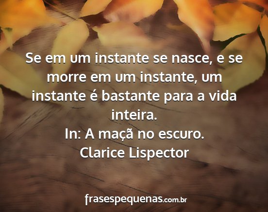 Clarice Lispector - Se em um instante se nasce, e se morre em um...