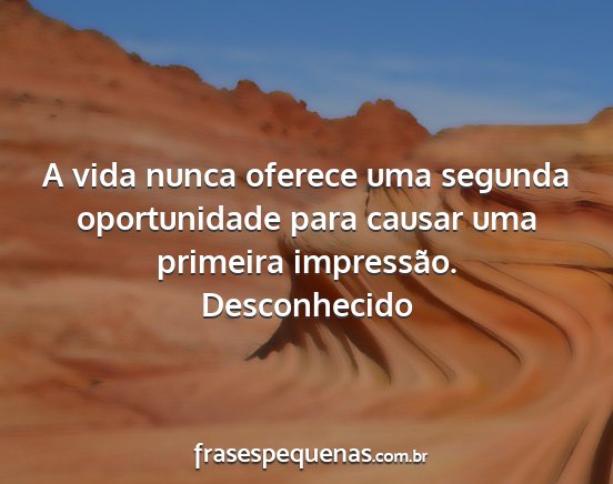 Desconhecido - A vida nunca oferece uma segunda oportunidade...