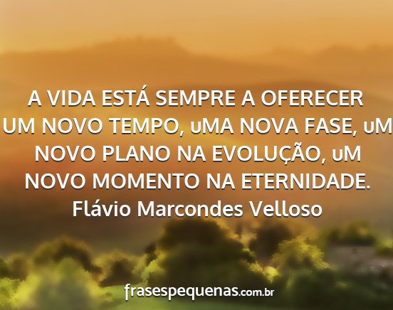 Flávio Marcondes Velloso - A VIDA ESTÁ SEMPRE A OFERECER UM NOVO TEMPO, uMA...