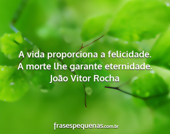 João Vitor Rocha - A vida proporciona a felicidade. A morte lhe...