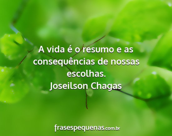 Joseilson Chagas - A vida é o resumo e as consequências de nossas...