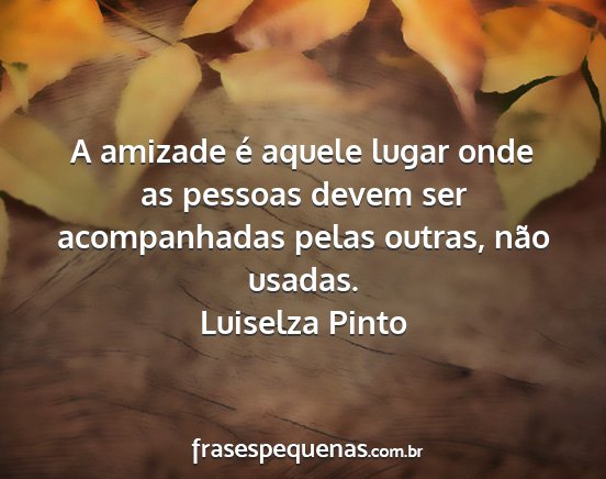 Luiselza Pinto - A amizade é aquele lugar onde as pessoas devem...