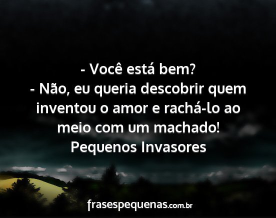 Pequenos Invasores - - Você está bem? - Não, eu queria descobrir...