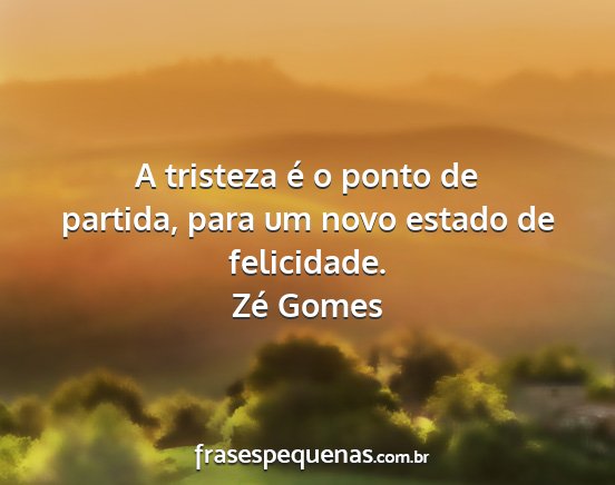 Zé Gomes - A tristeza é o ponto de partida, para um novo...