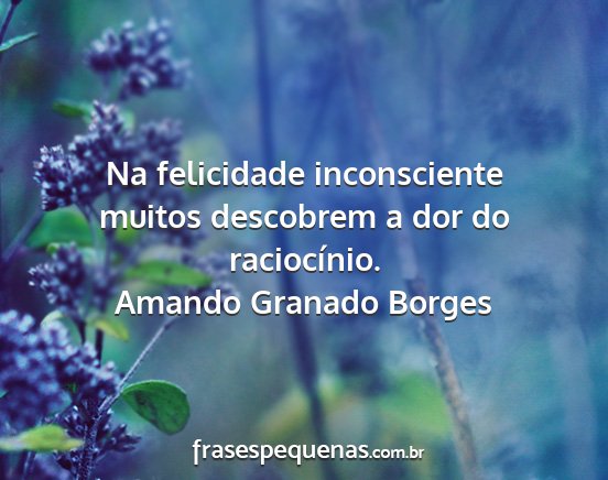 Amando Granado Borges - Na felicidade inconsciente muitos descobrem a dor...