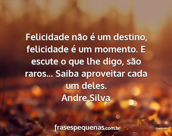 Andre Silva - Felicidade não é um destino, felicidade é um...