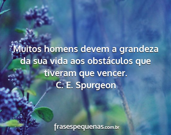 C. E. Spurgeon - Muitos homens devem a grandeza da sua vida aos...
