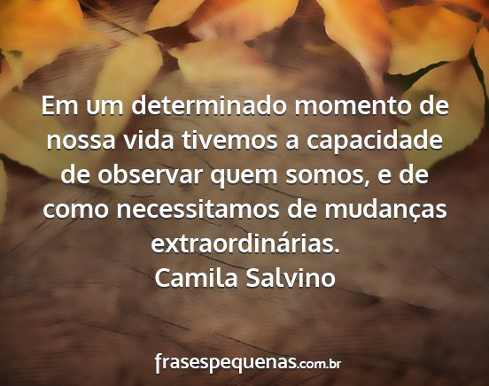 Camila Salvino - Em um determinado momento de nossa vida tivemos a...