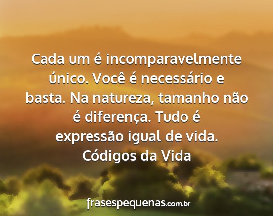 Códigos da Vida - Cada um é incomparavelmente único. Você é...