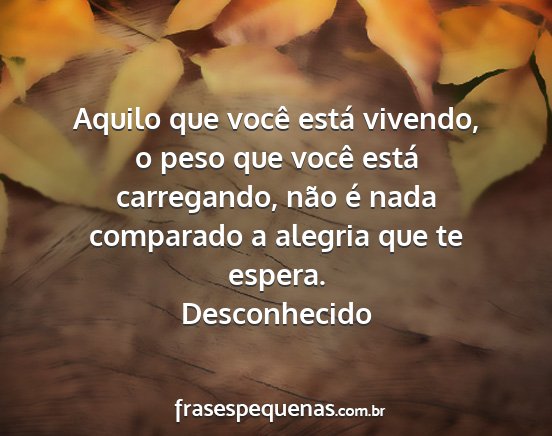 Desconhecido - Aquilo que você está vivendo, o peso que você...