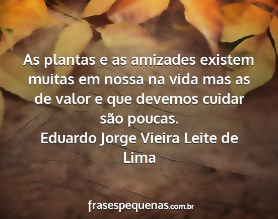 Eduardo Jorge Vieira Leite de Lima - As plantas e as amizades existem muitas em...